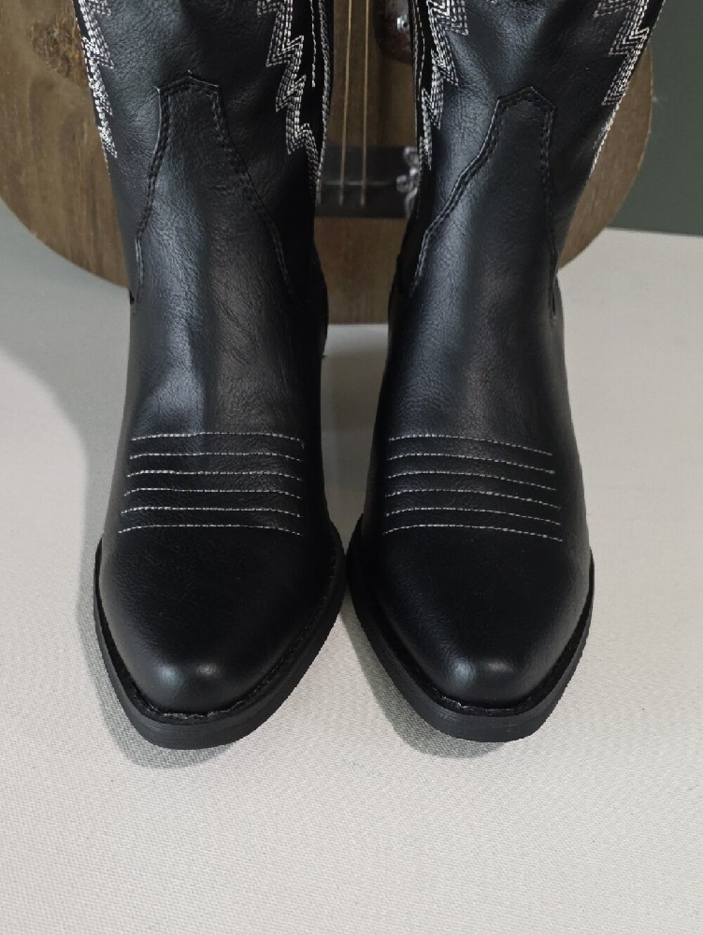 Onlymaker Black Embroidered Cowboy Boots Knee High Western Cowgirl Sz 9 - Picture 7 of 10
